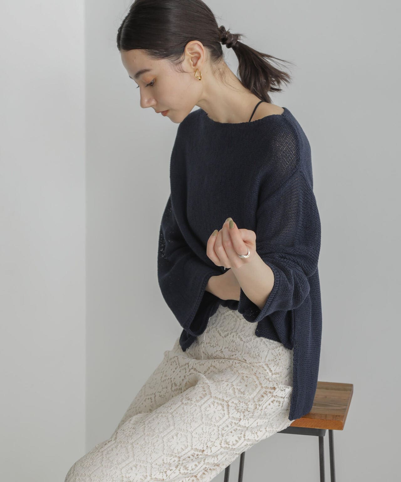 リネン混テープヤーンプルオーバー 6694122313