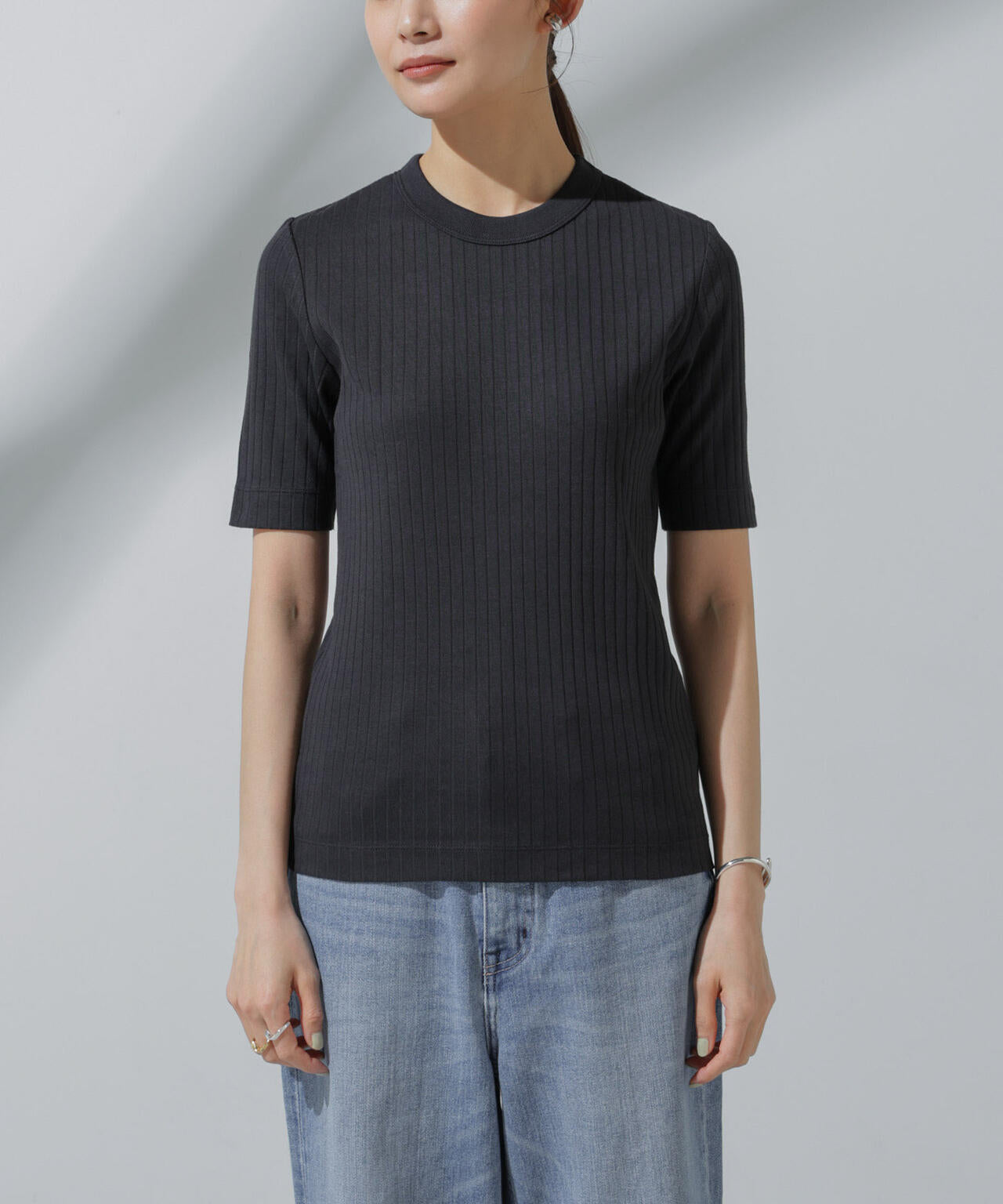 Anti Soaked(R) 汗染み防止 クルーネックリブTシャツ 6694124306