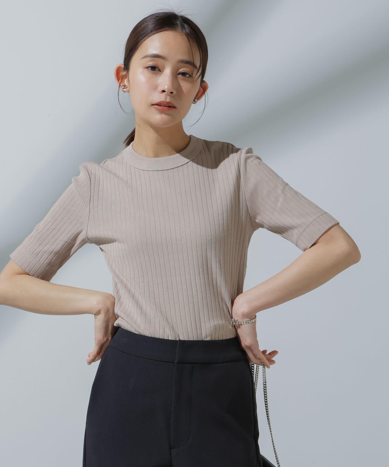 Anti Soaked(R) 汗染み防止 クルーネックリブTシャツ 6694124306