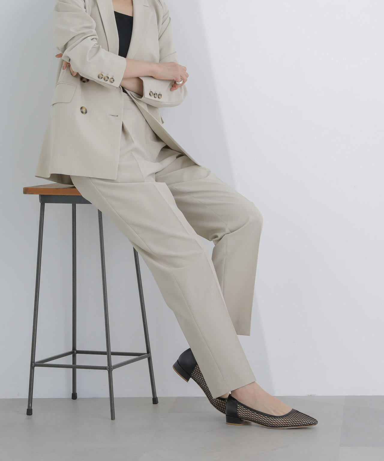 ライトファンクション ベルト付きタックテーパードパンツ(セットアップ可) 6694127301