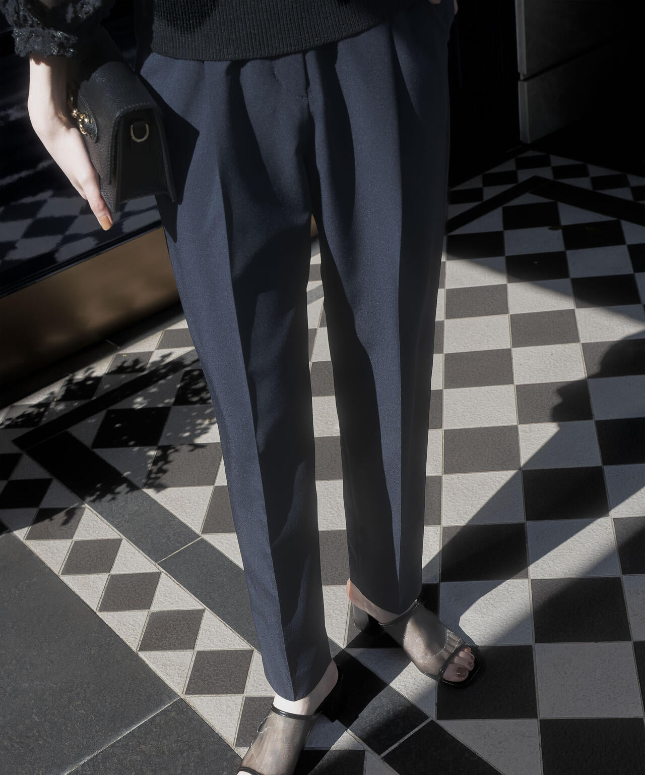 ライトファンクション ベルト付きタックテーパードパンツ(セットアップ可) 6694127301