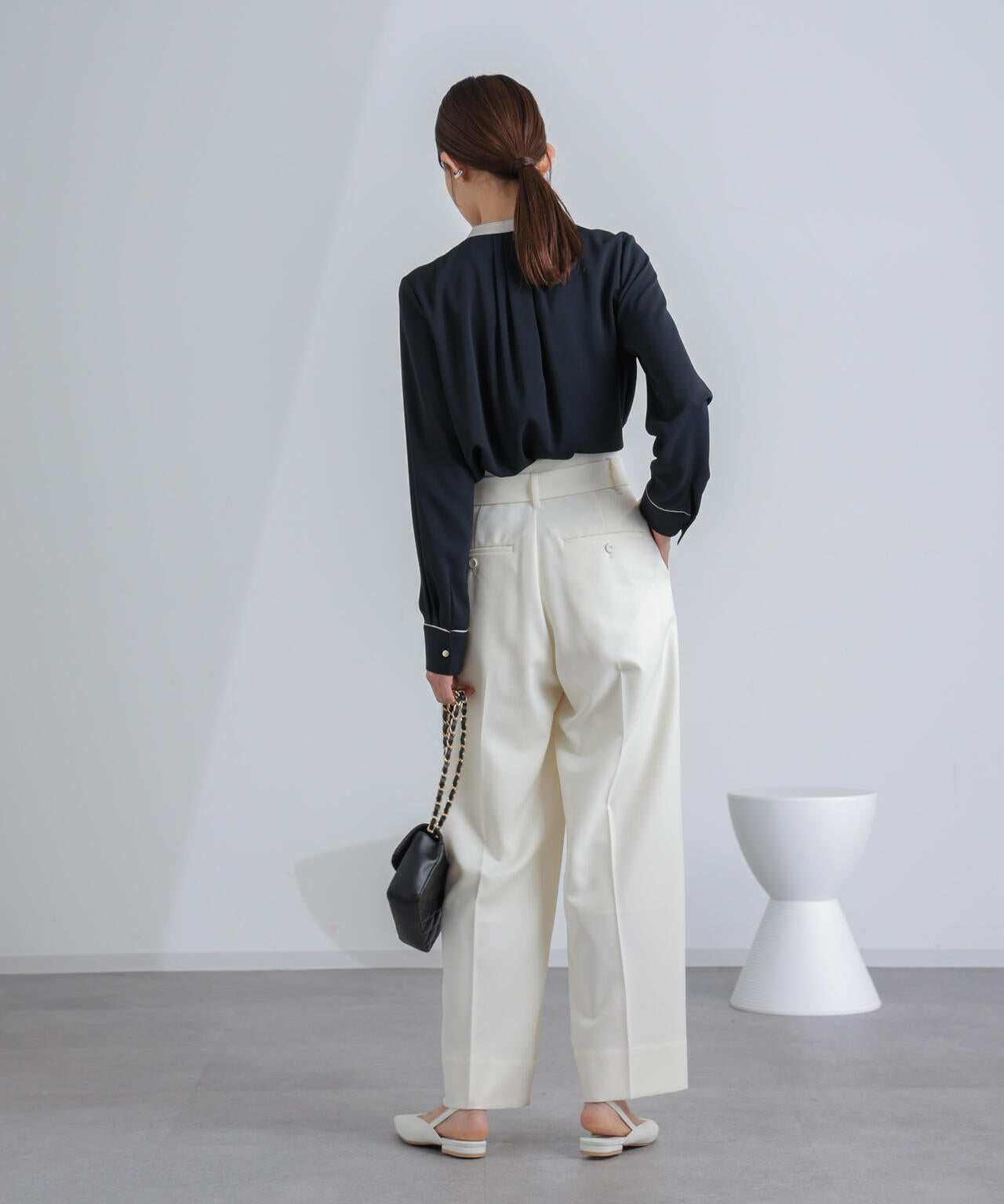共ベルト付きハイウエストパンツ 6694127304