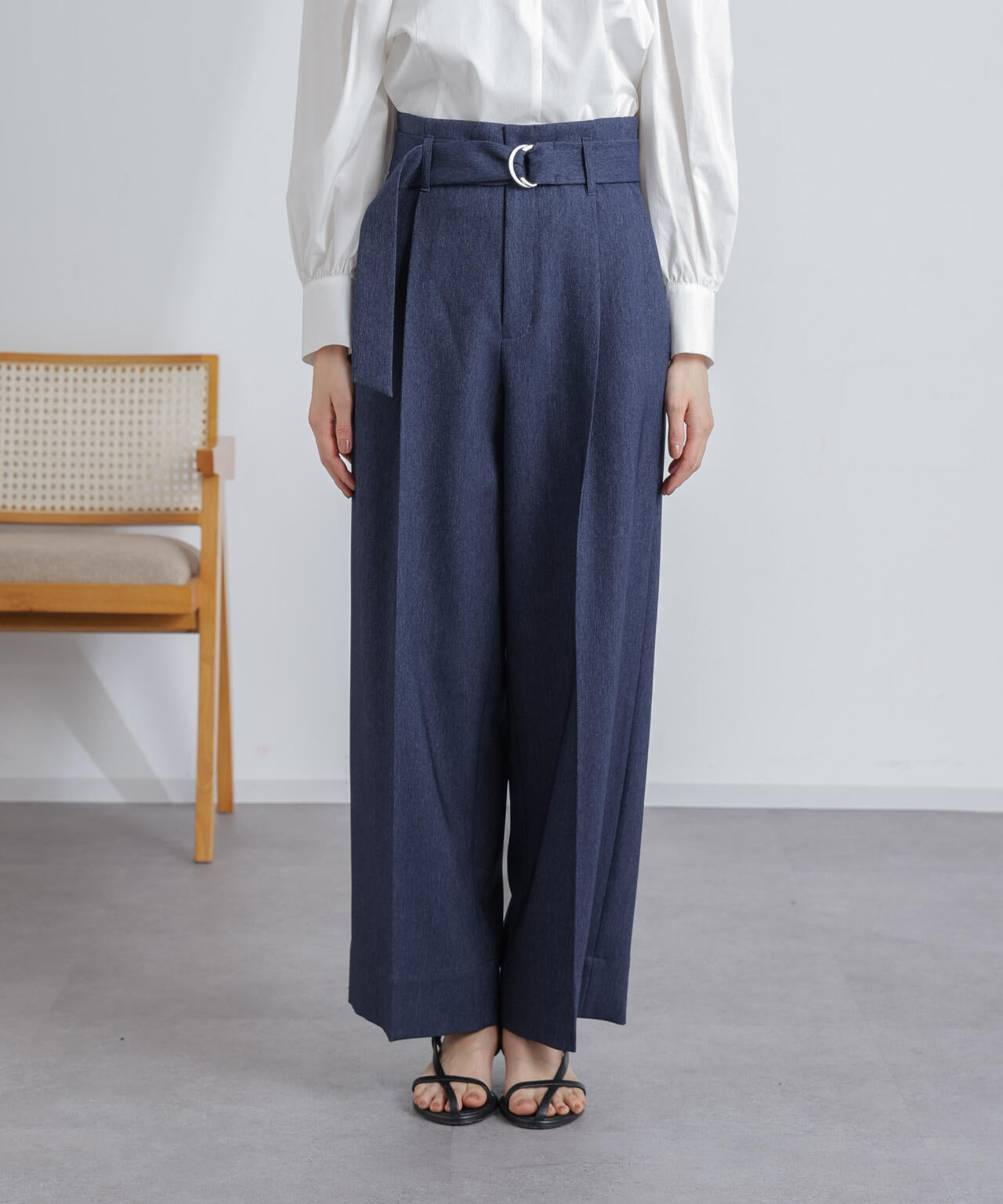 共ベルト付きハイウエストパンツ 6694127304