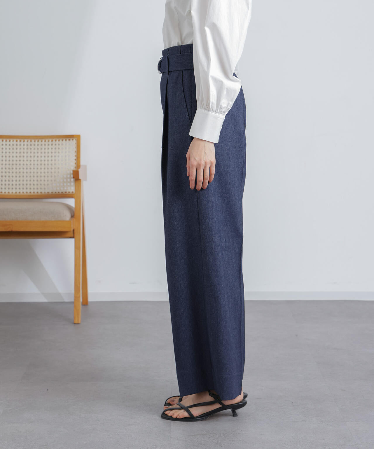 共ベルト付きハイウエストパンツ 6694127304