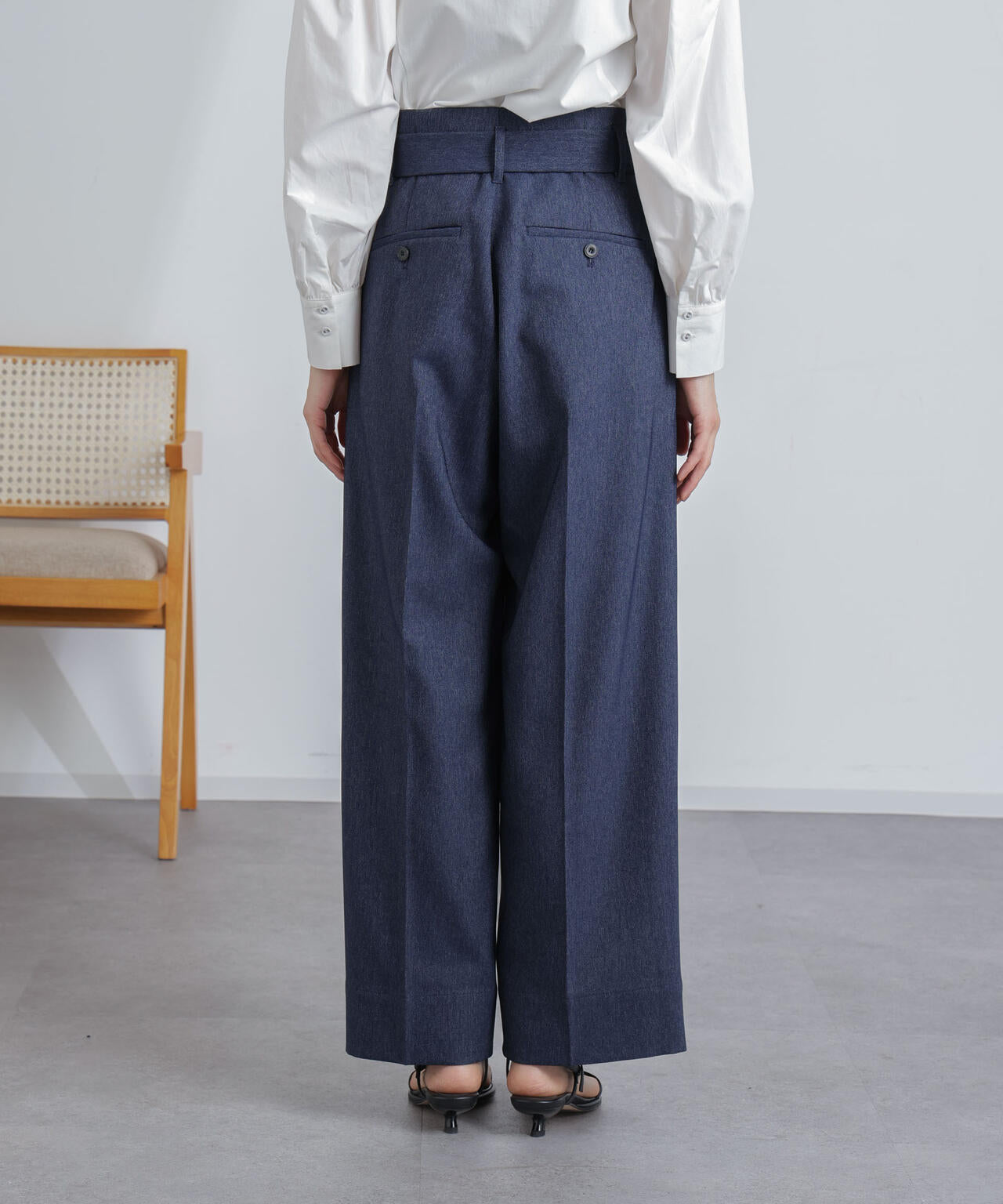 共ベルト付きハイウエストパンツ 6694127304