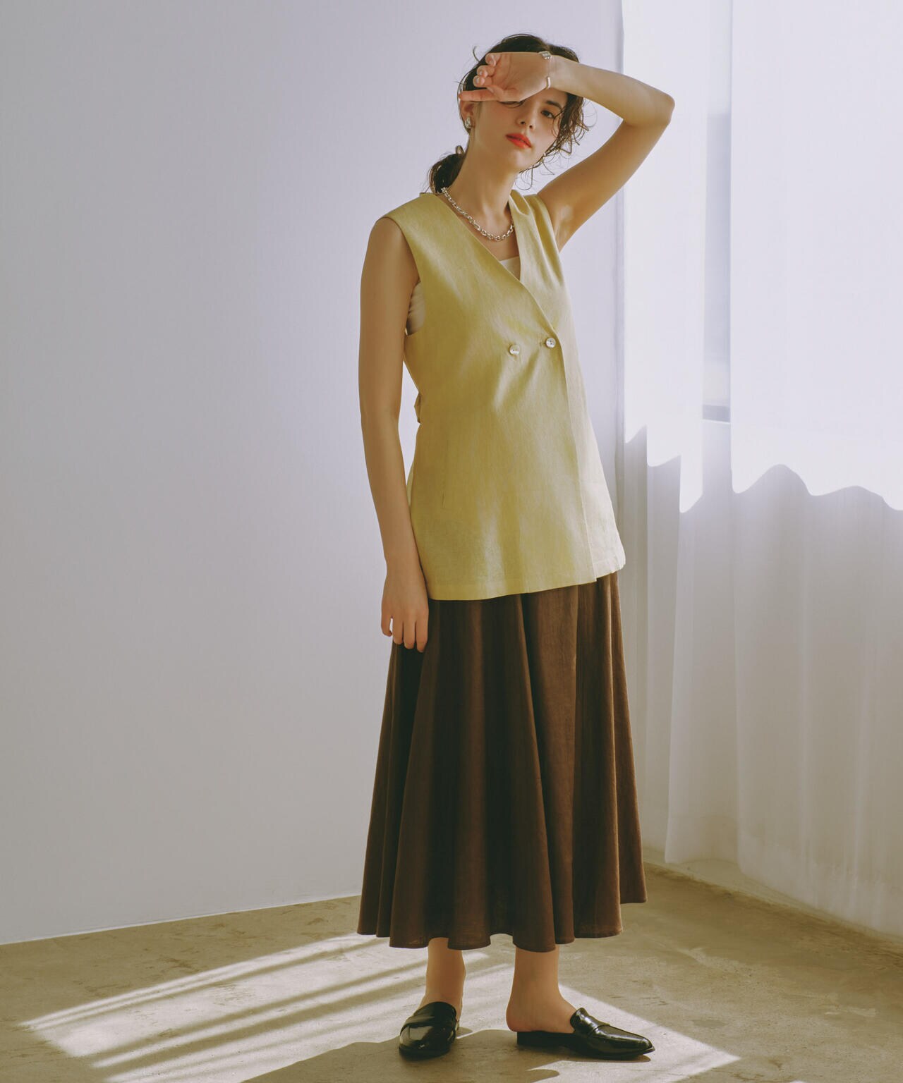 リネンフレアスカート(セットアップ可) 6694130300