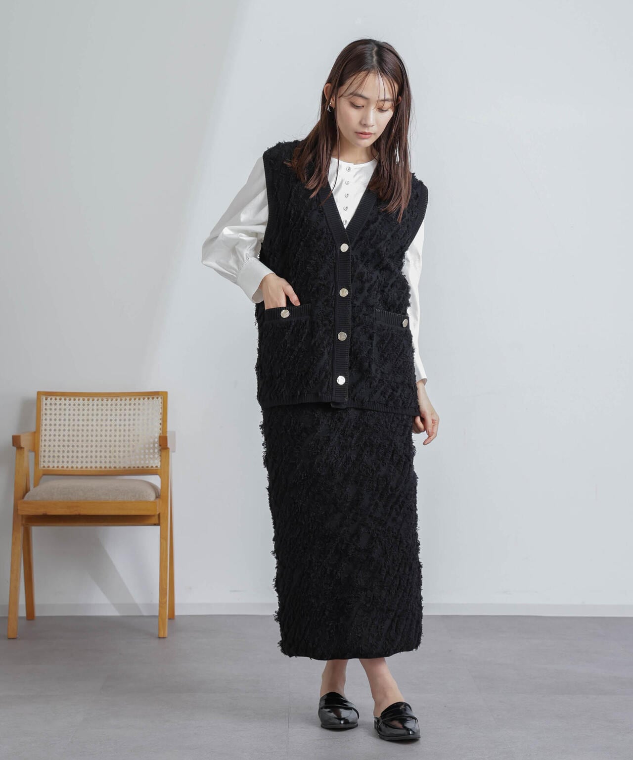 フリンジニットスカート(セットアップ可) 6694130303