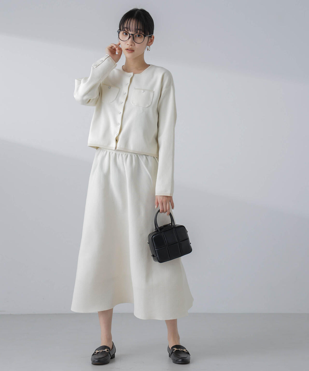 ギャザーフレアニットスカート(セットアップ可) 6694130308