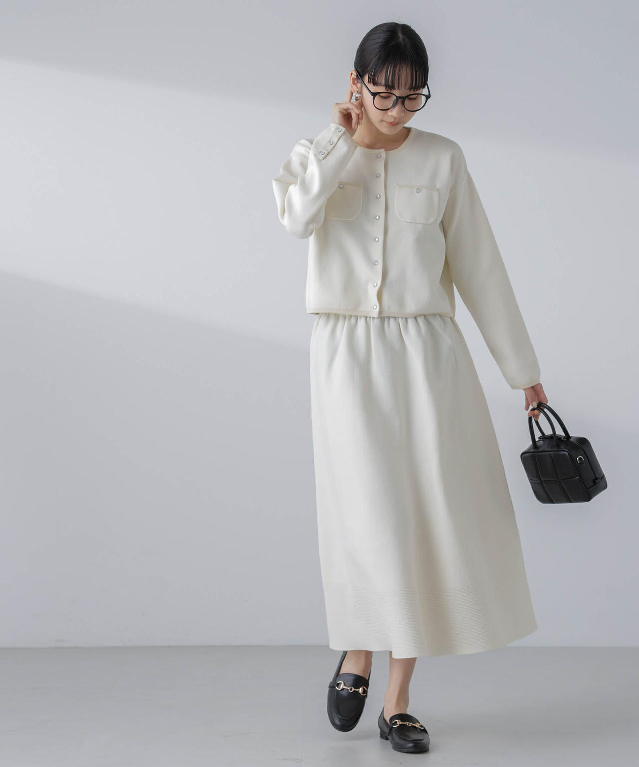 ギャザーフレアニットスカート(セットアップ可) 6694130308