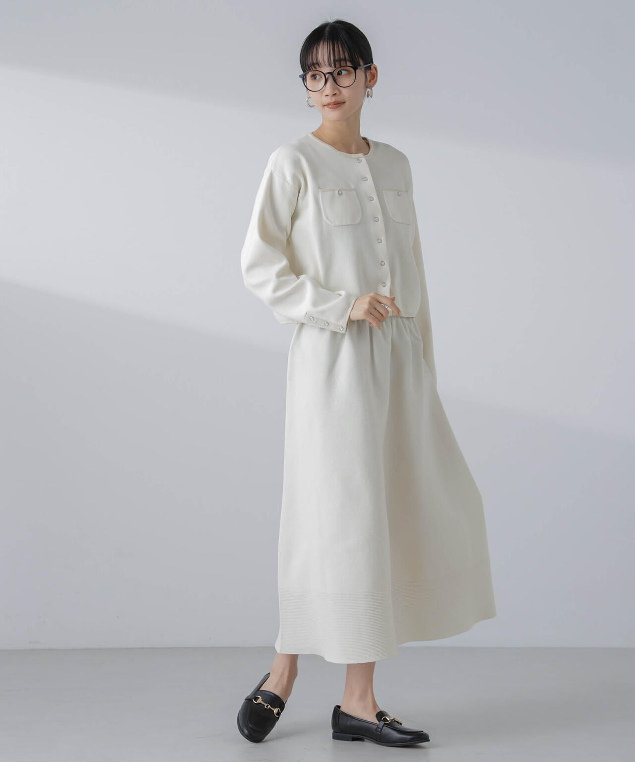 ギャザーフレアニットスカート(セットアップ可) 6694130308