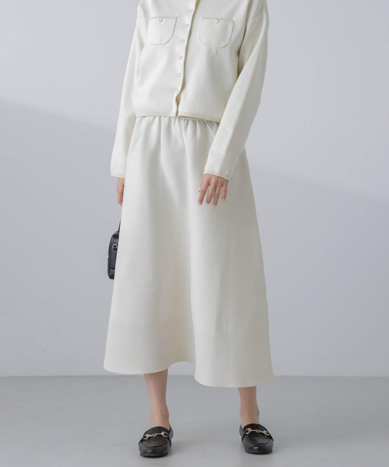 ギャザーフレアニットスカート(セットアップ可) 6694130308