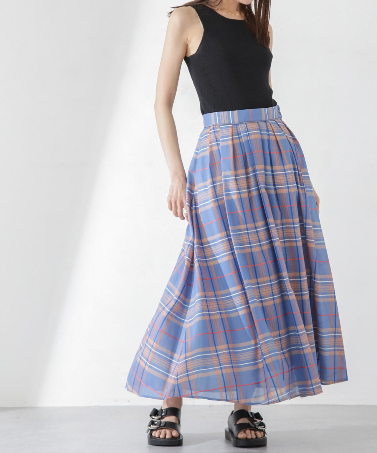 シアーチェックランダムタックスカート 6694130320