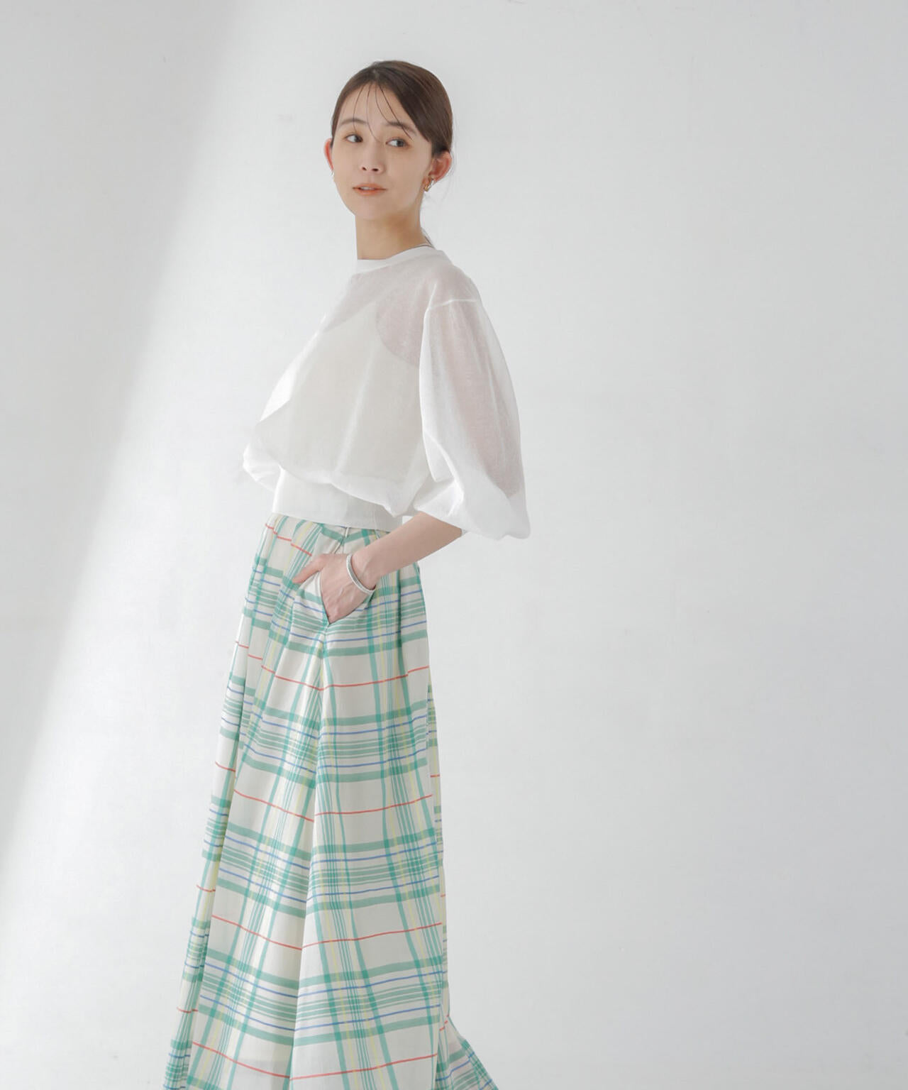 シアーチェックランダムタックスカート 6694130320