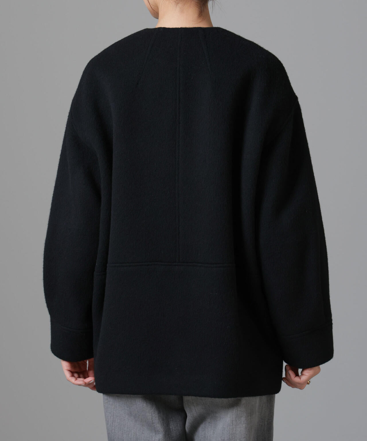 PECOLAMBウールカシミヤノーカラーミドル丈コート 6694211302