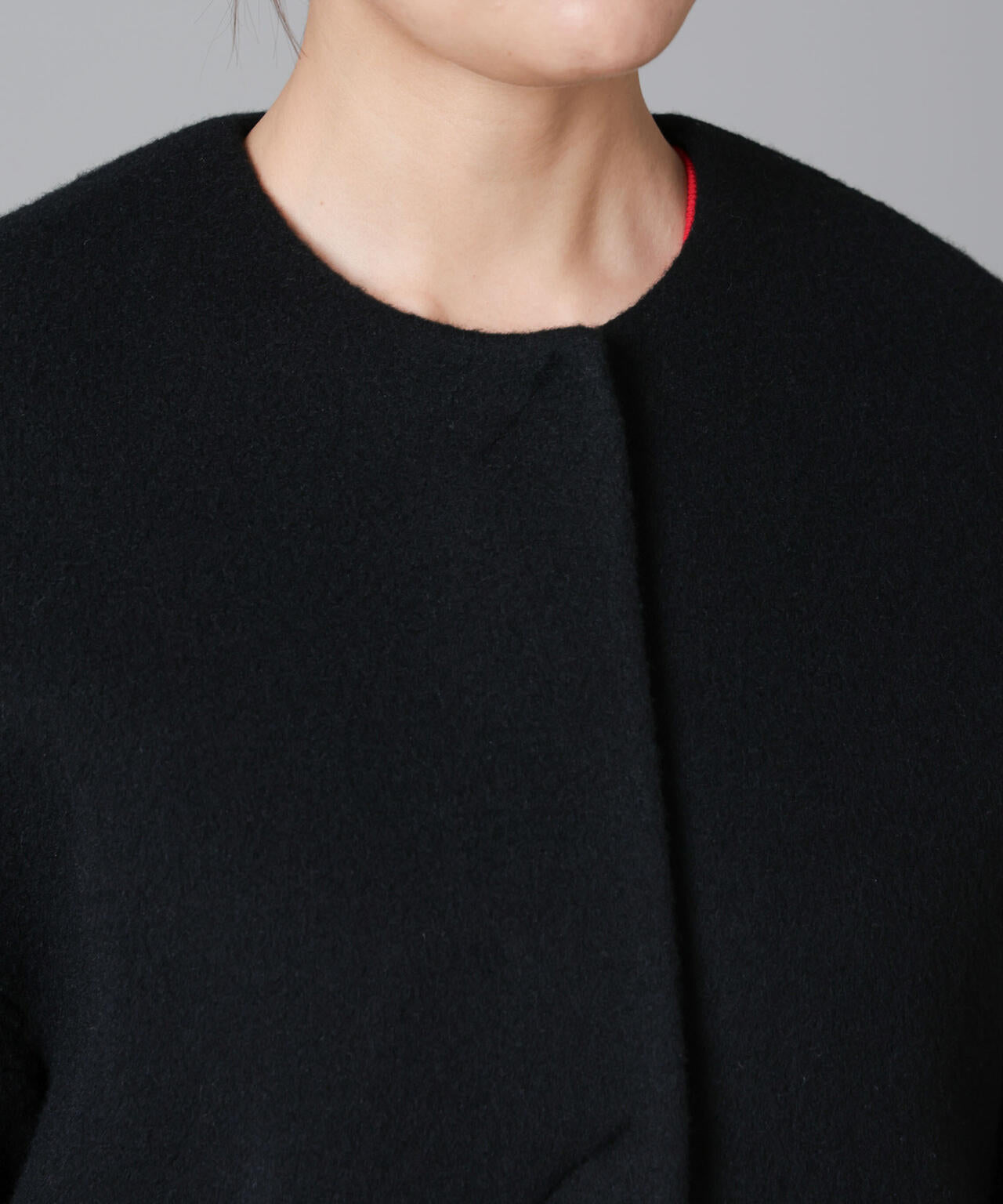 PECOLAMBウールカシミヤノーカラーミドル丈コート 6694211302