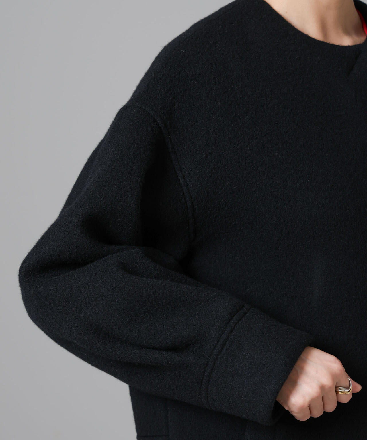 PECOLAMBウールカシミヤノーカラーミドル丈コート 6694211302