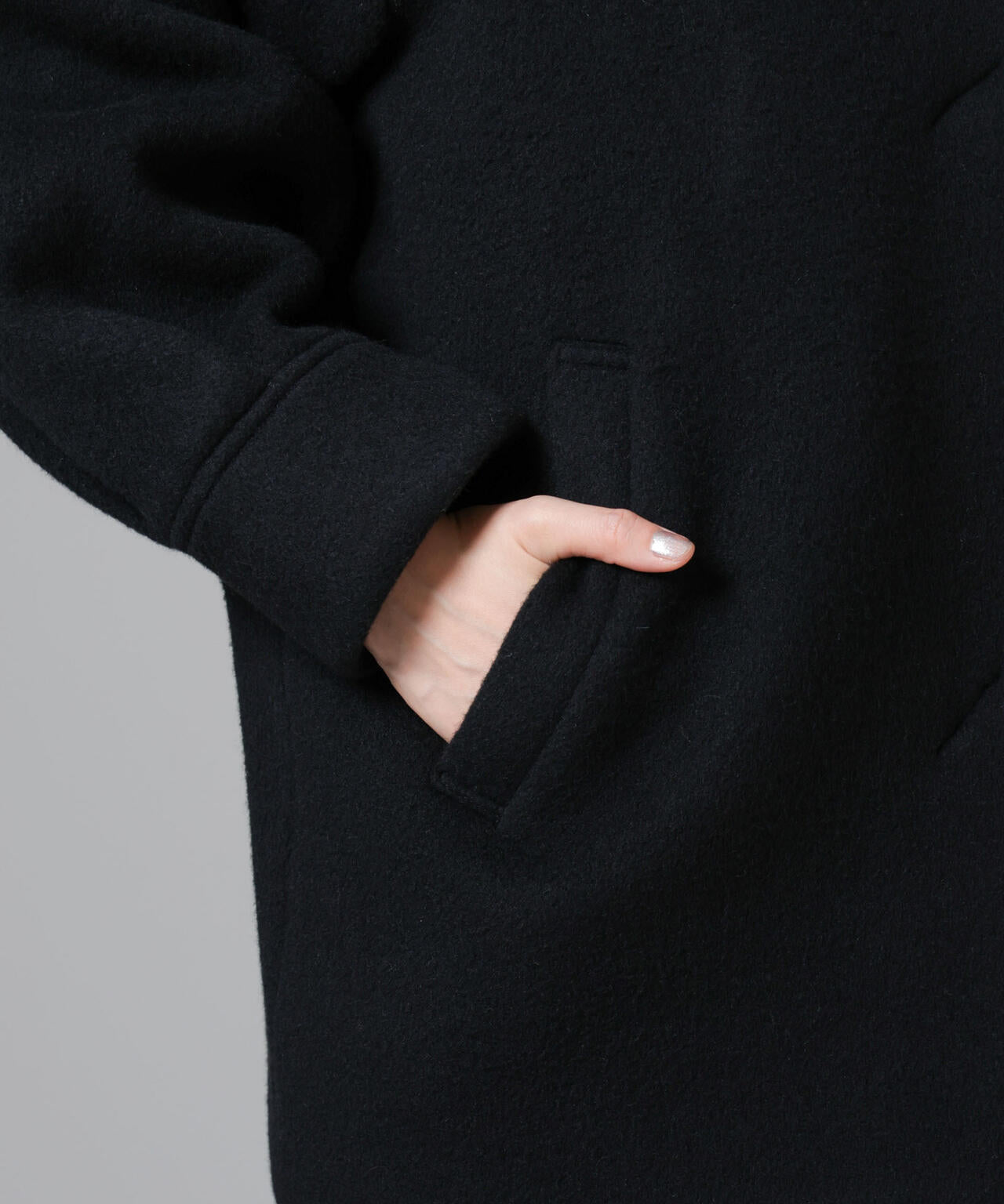 PECOLAMBウールカシミヤノーカラーミドル丈コート 6694211302