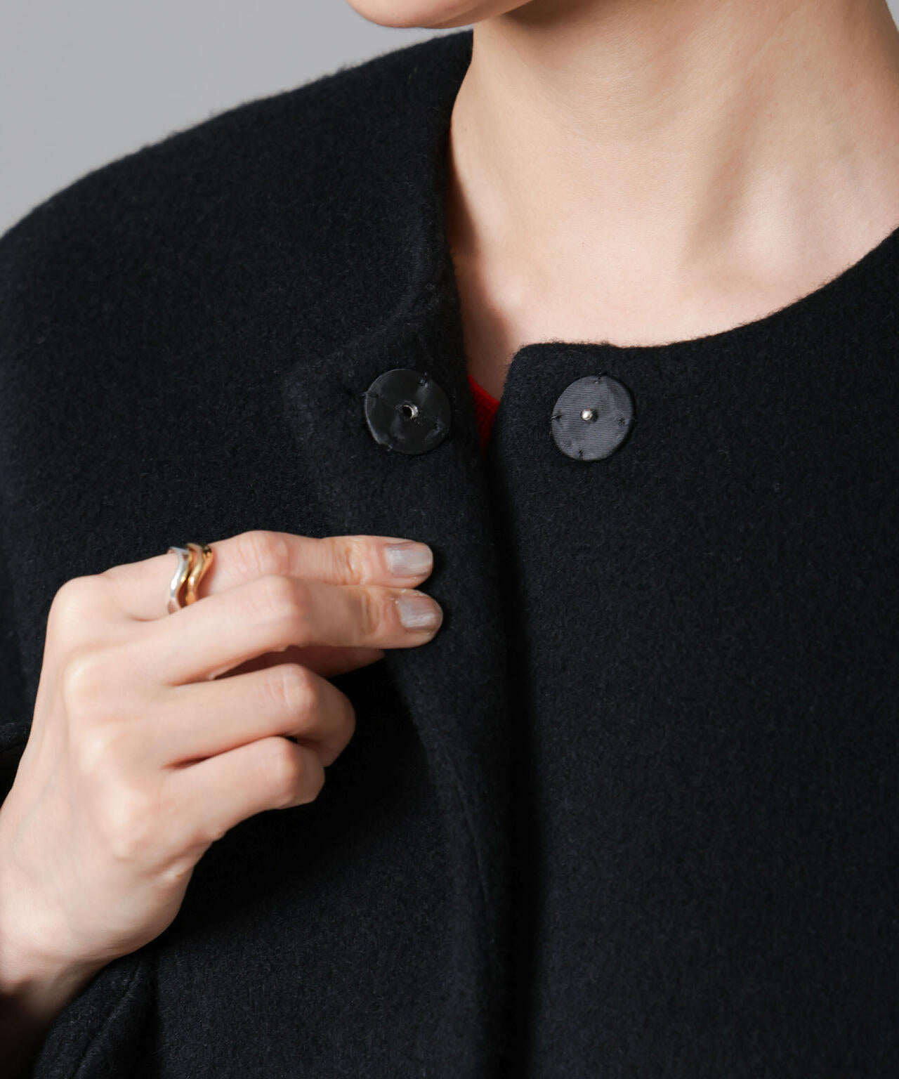 PECOLAMBウールカシミヤノーカラーミドル丈コート 6694211302