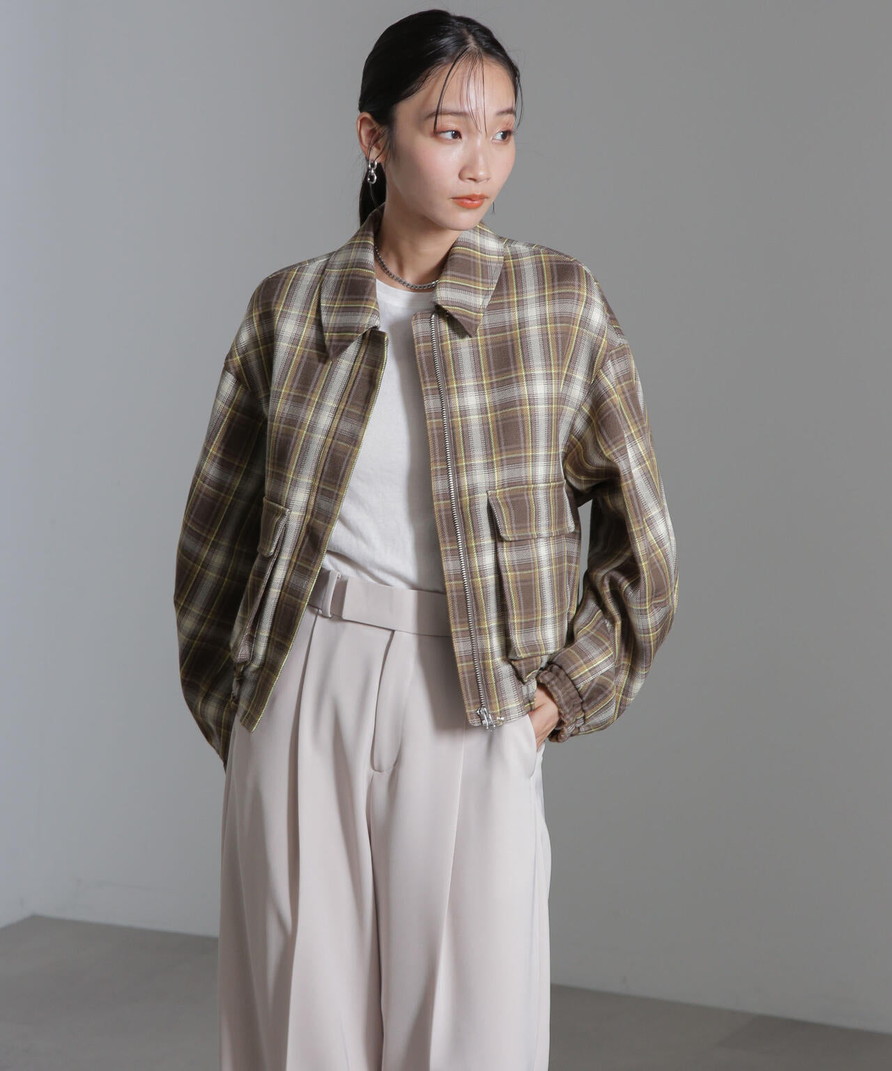 チェックショートブルゾン 6694212301