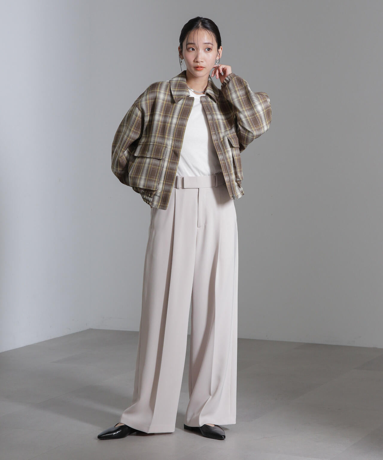 チェックショートブルゾン 6694212301