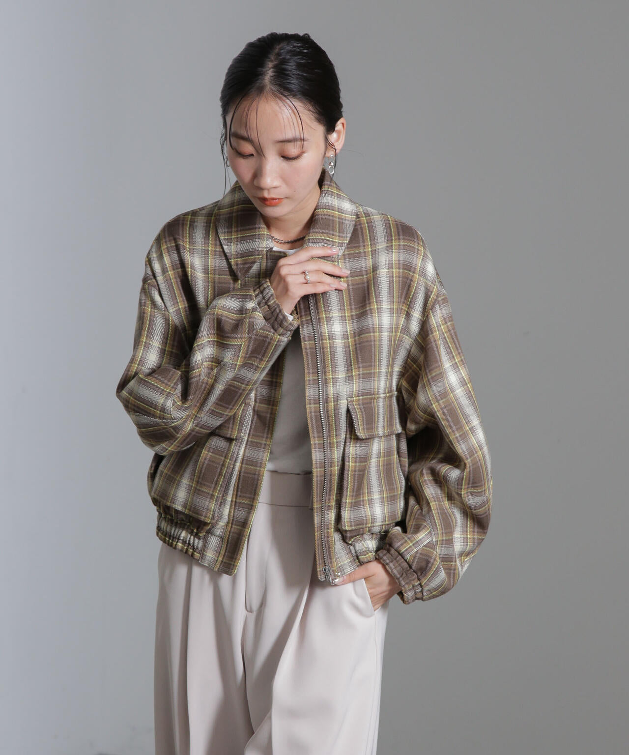 チェックショートブルゾン 6694212301