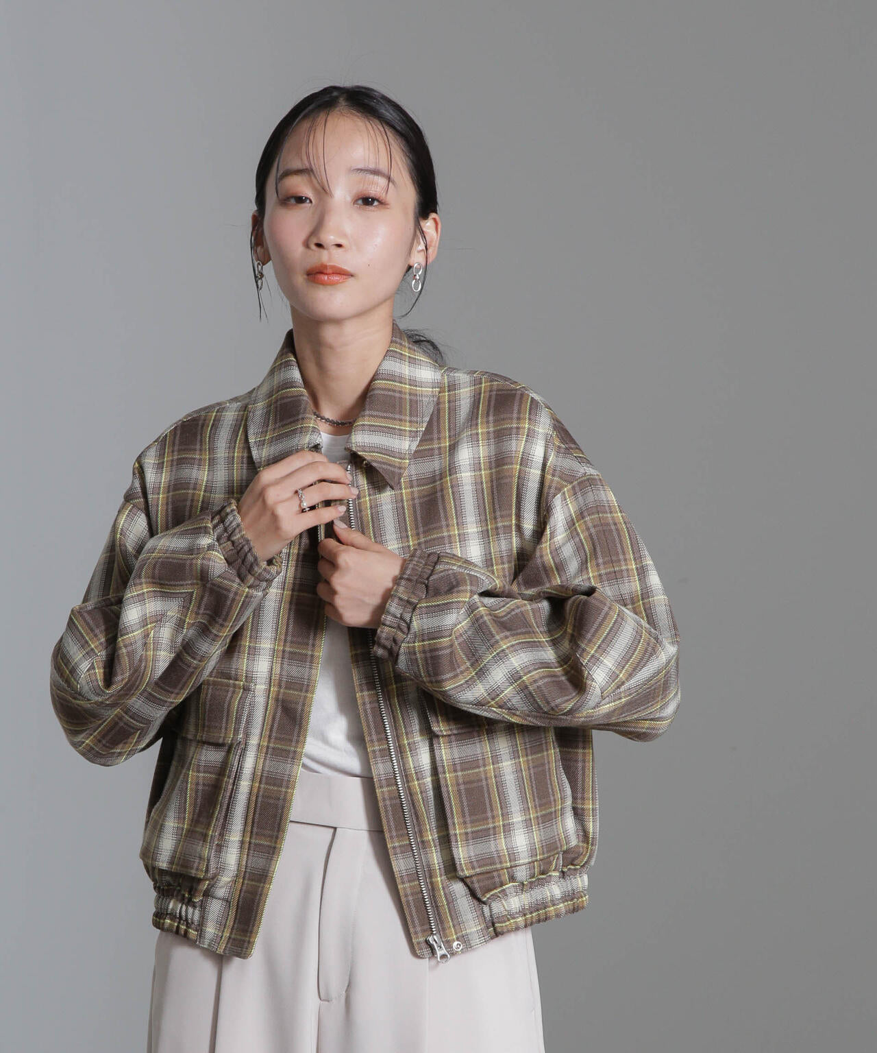 チェックショートブルゾン 6694212301