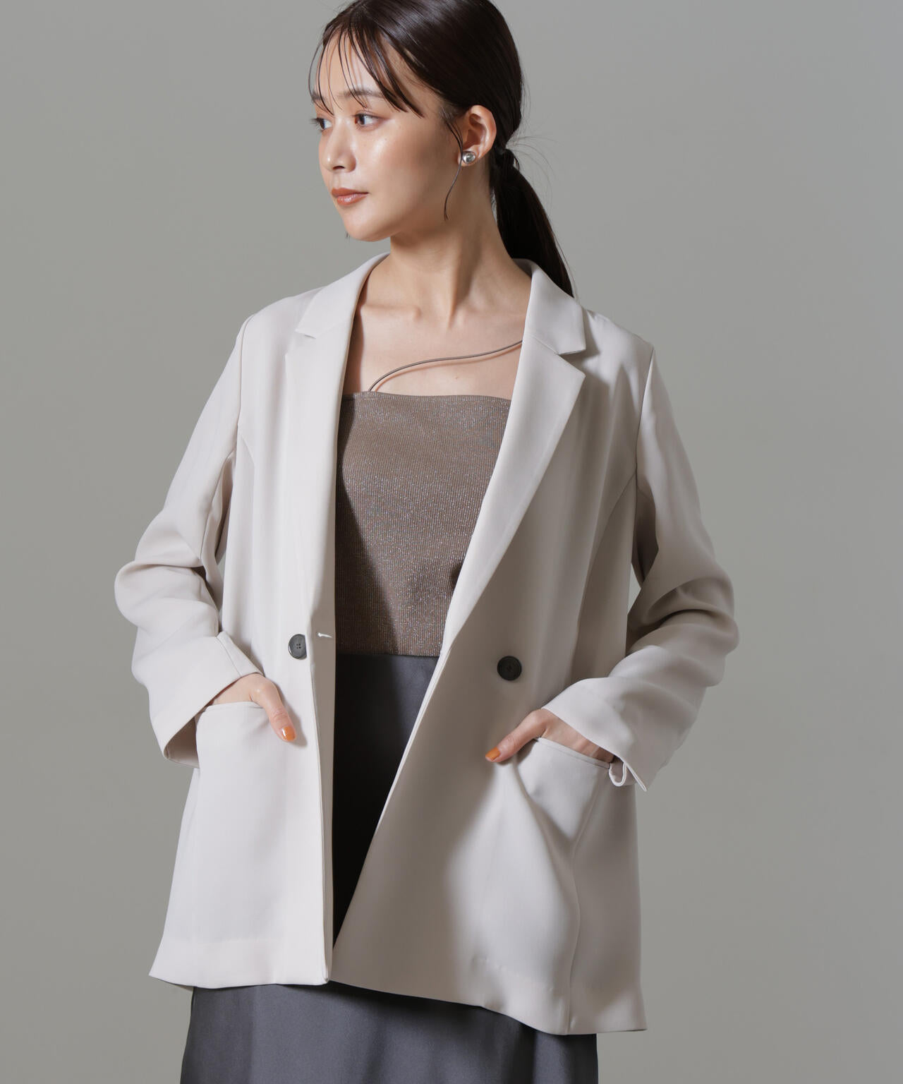 イージーケアダブルクロス ダブルテーラードジャケット(セットアップ可) 6694216301