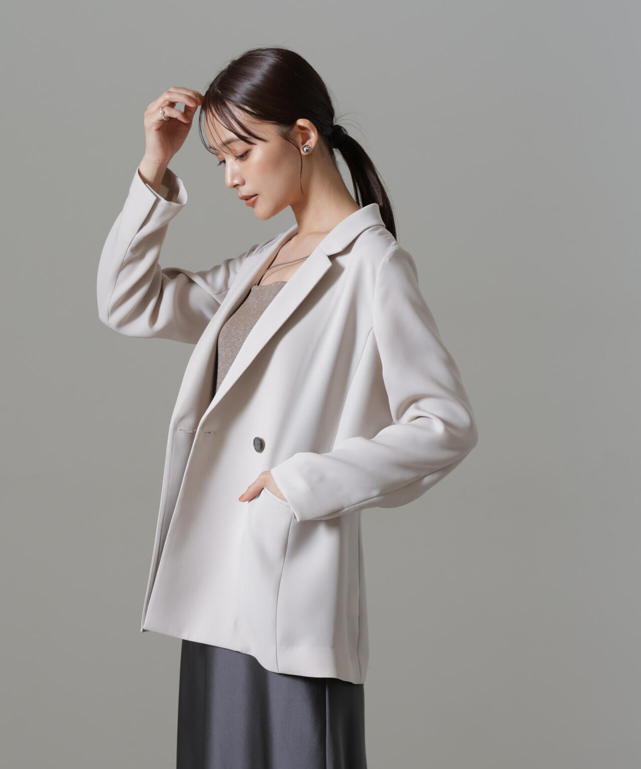 イージーケアダブルクロス ダブルテーラードジャケット(セットアップ可) 6694216301