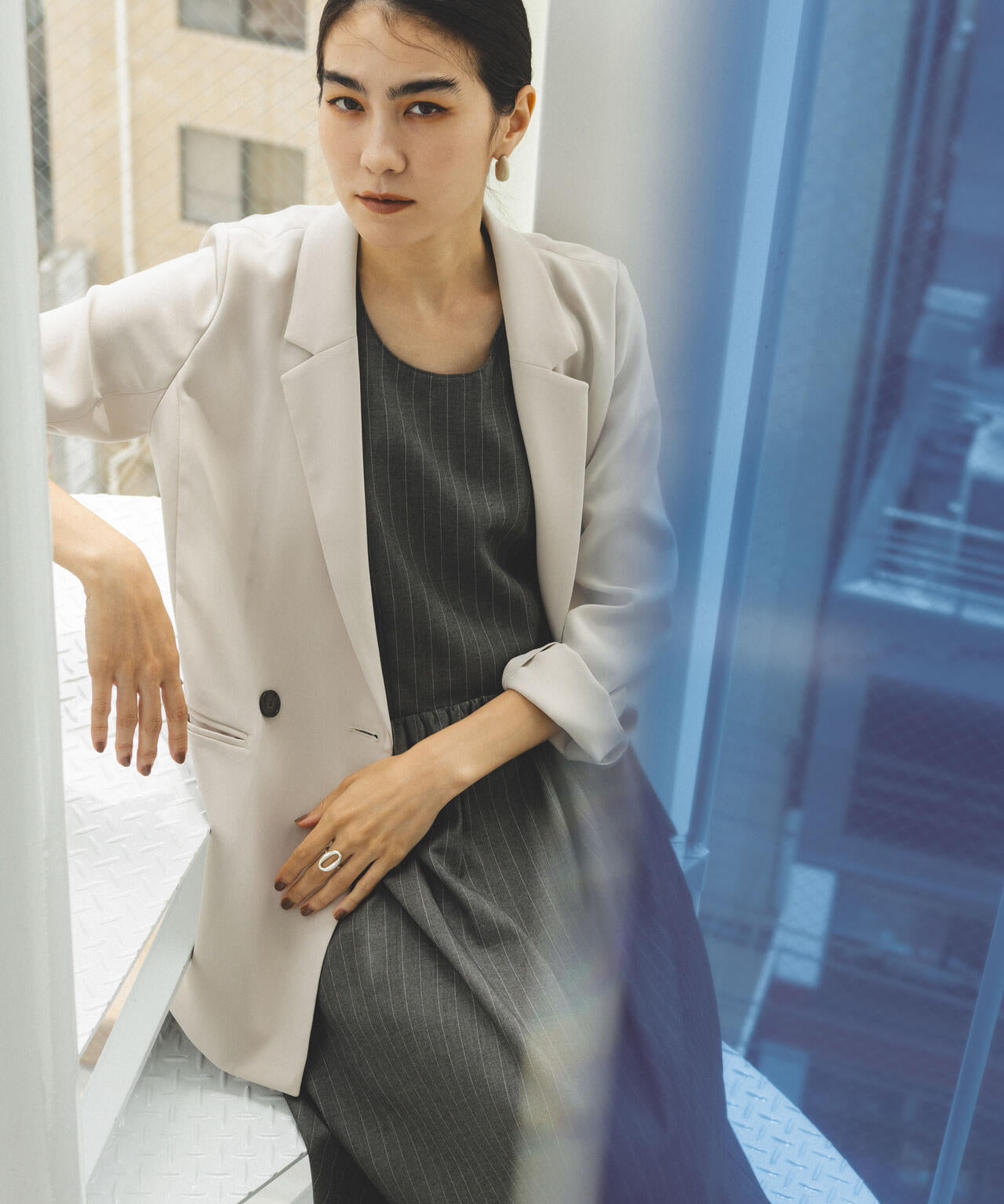 イージーケアダブルクロス ダブルテーラードジャケット(セットアップ可) 6694216301