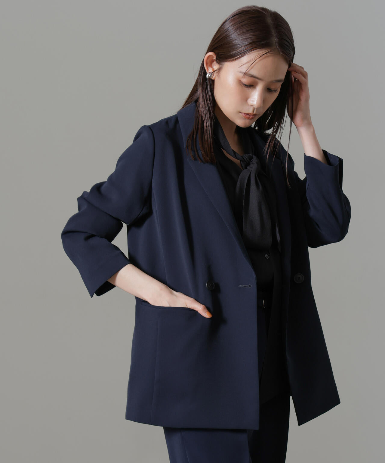 イージーケアダブルクロス ダブルテーラードジャケット(セットアップ可) 6694216301