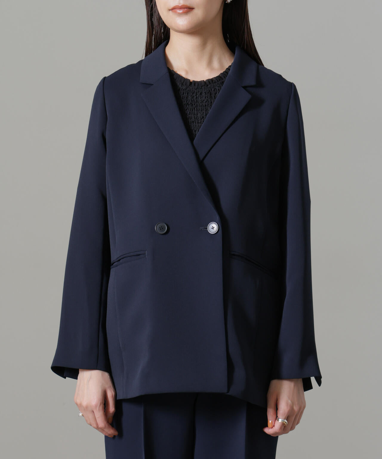 イージーケアダブルクロス ダブルテーラードジャケット(セットアップ可) 6694216301