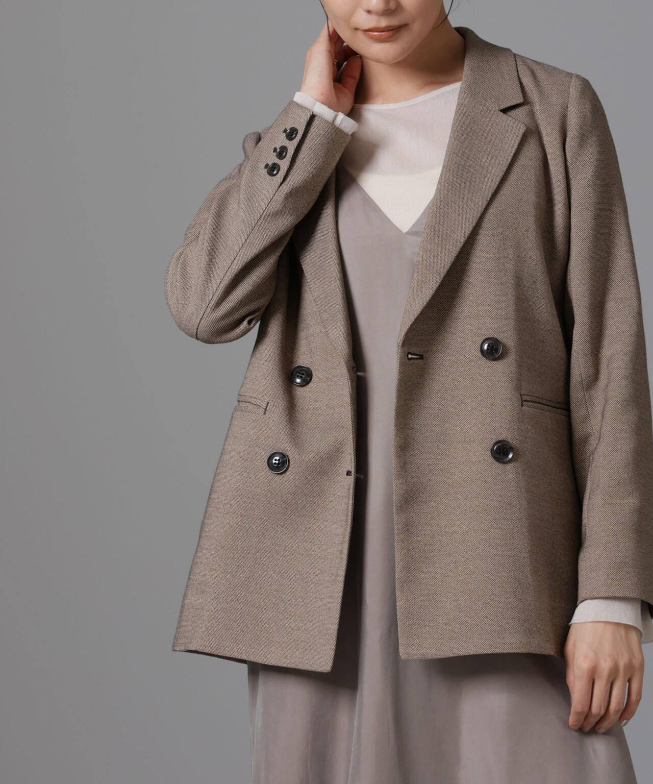 ツイードダブルジャケット(セットアップ可) 6694216305