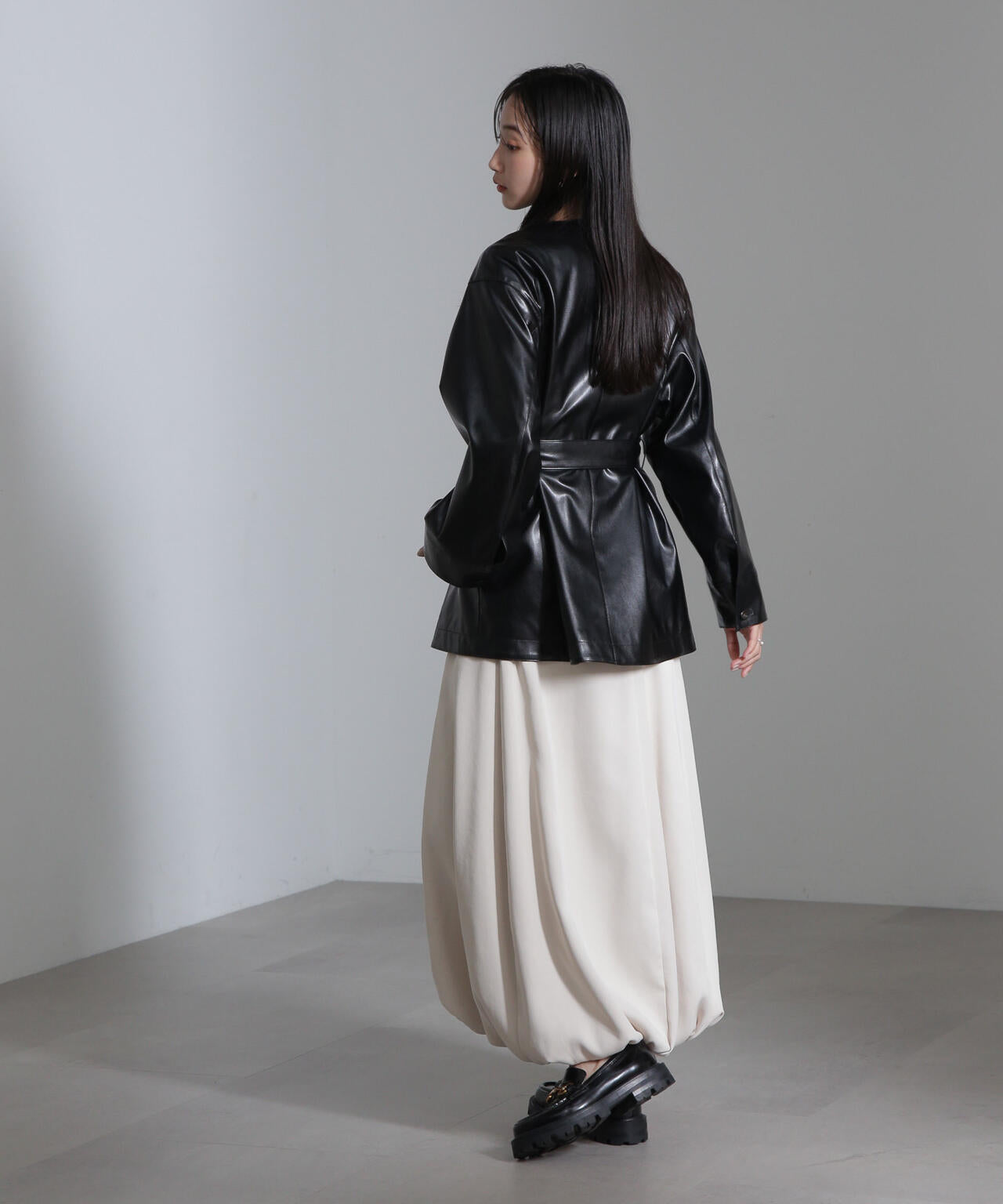 フェイクレザーベルテッドジャケット(セットアップ可) 6694216306