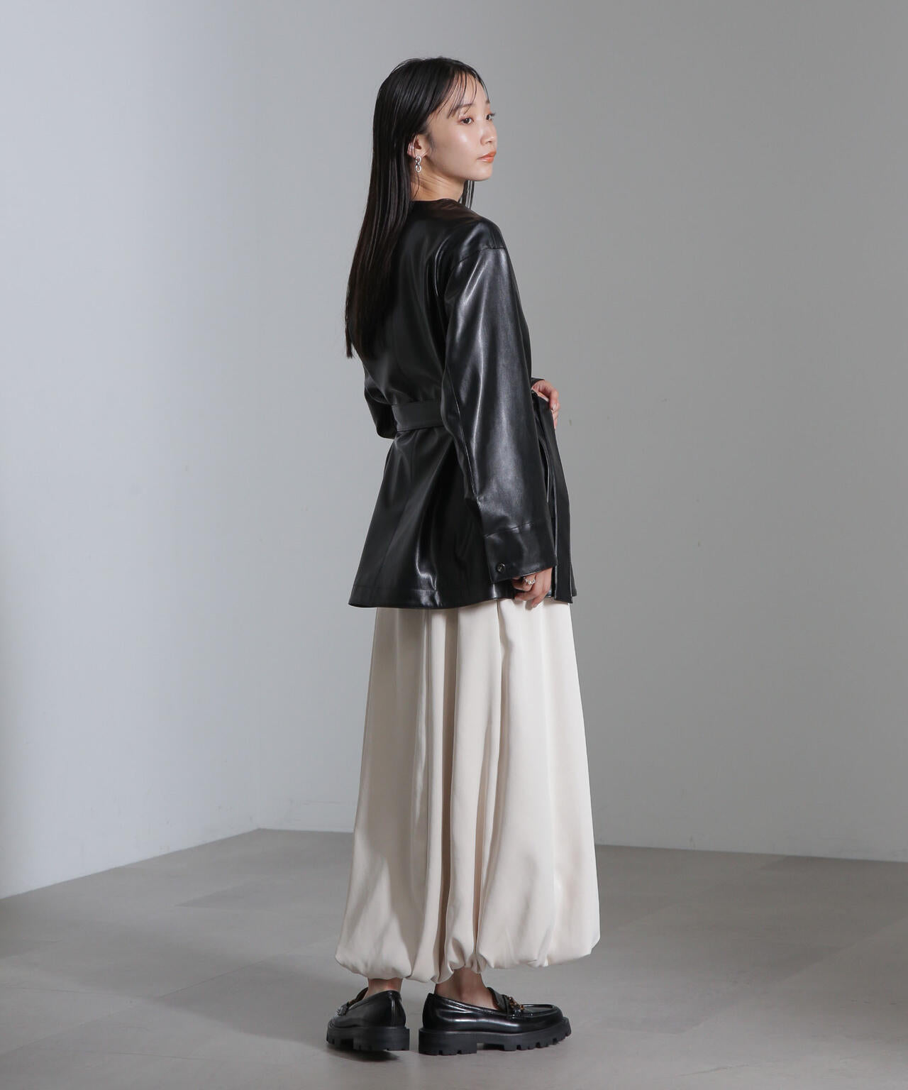 フェイクレザーベルテッドジャケット(セットアップ可) 6694216306