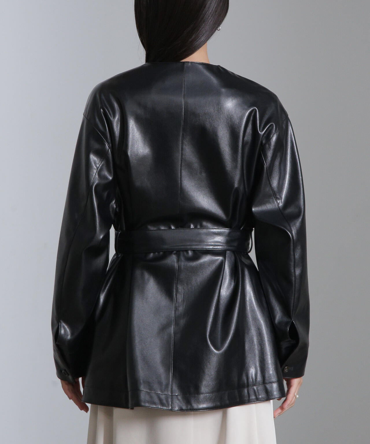 フェイクレザーベルテッドジャケット(セットアップ可) 6694216306