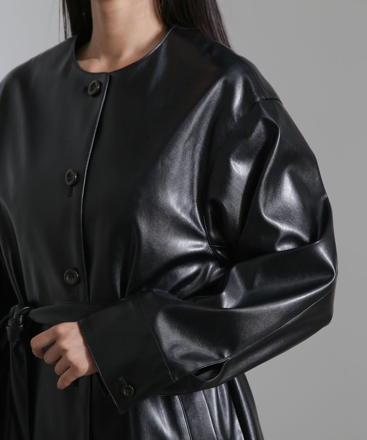 フェイクレザーベルテッドジャケット(セットアップ可) 6694216306