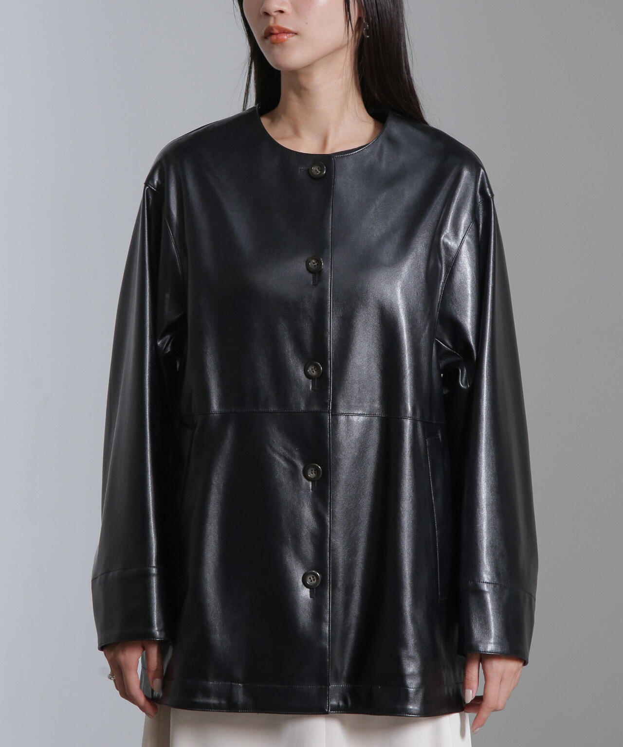 フェイクレザーベルテッドジャケット(セットアップ可) 6694216306