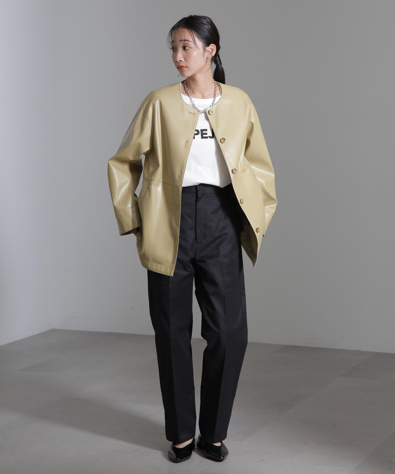 フェイクレザーベルテッドジャケット(セットアップ可) 6694216306