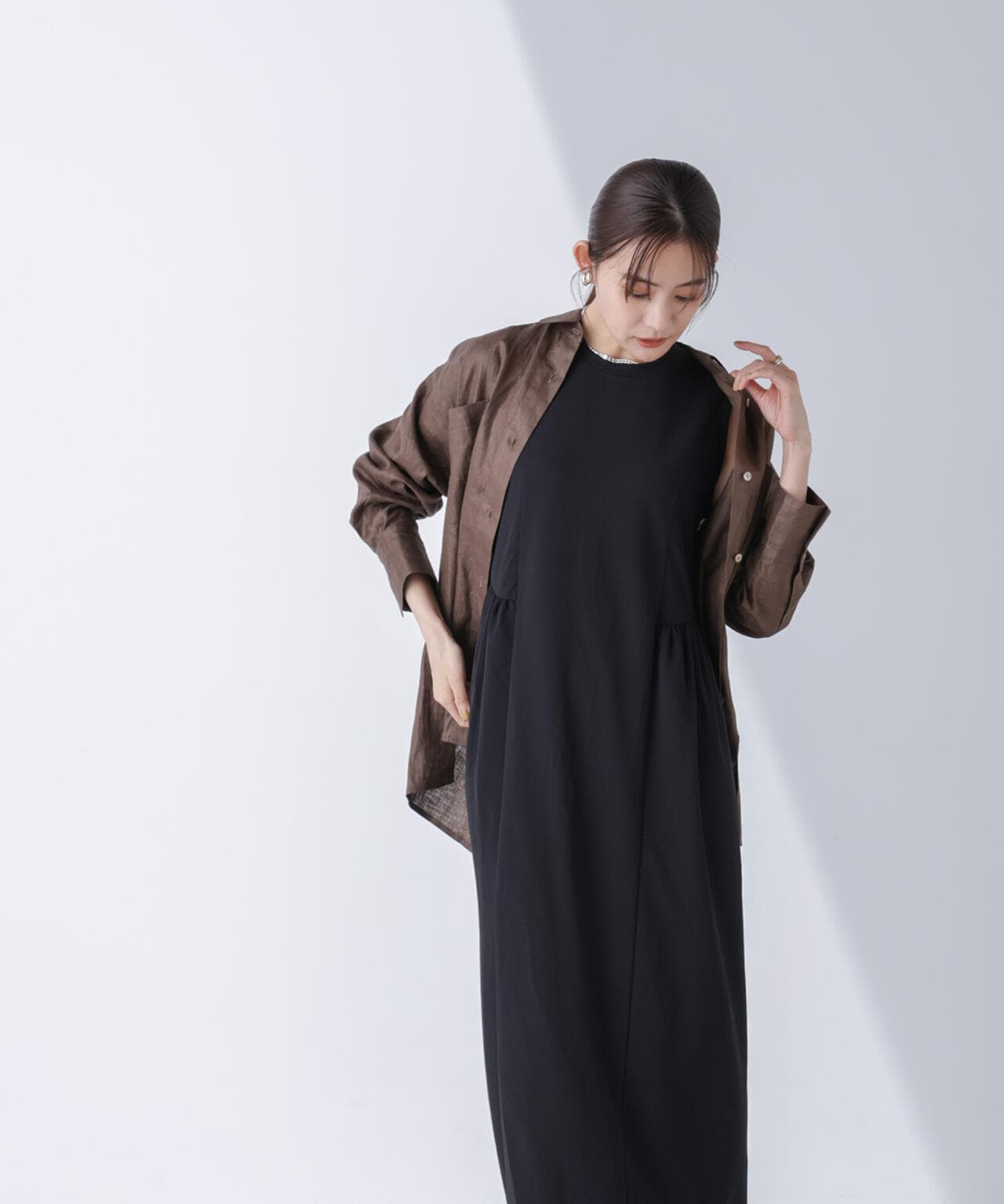 ギャザーコクーンカットワンピース 6694219316