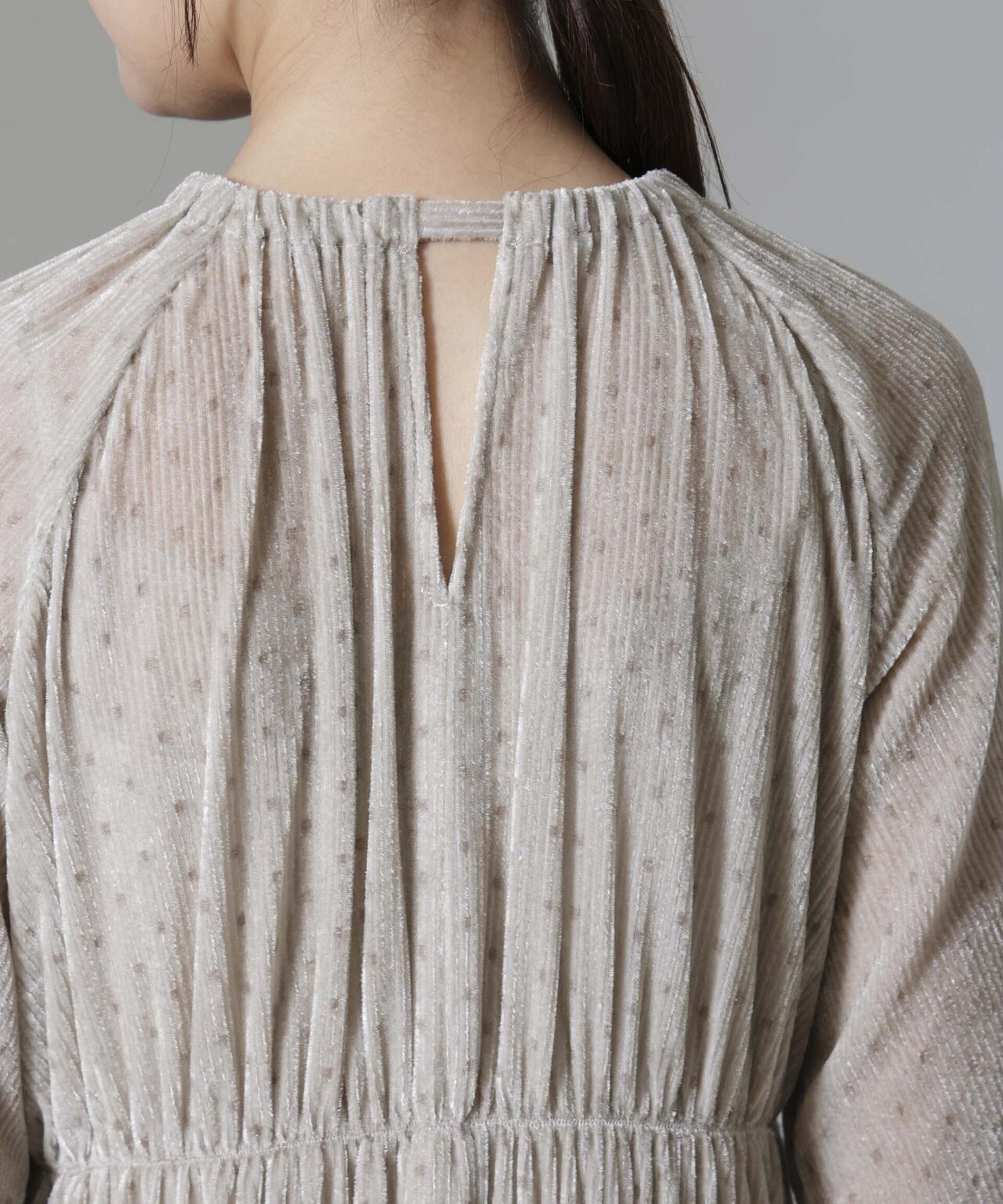 ストライプベロアギャザーワンピース 6694219318