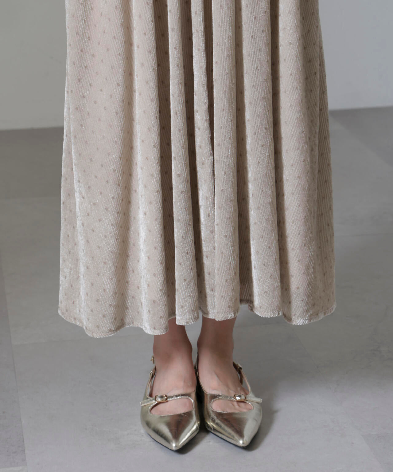 ストライプベロアギャザーワンピース 6694219318