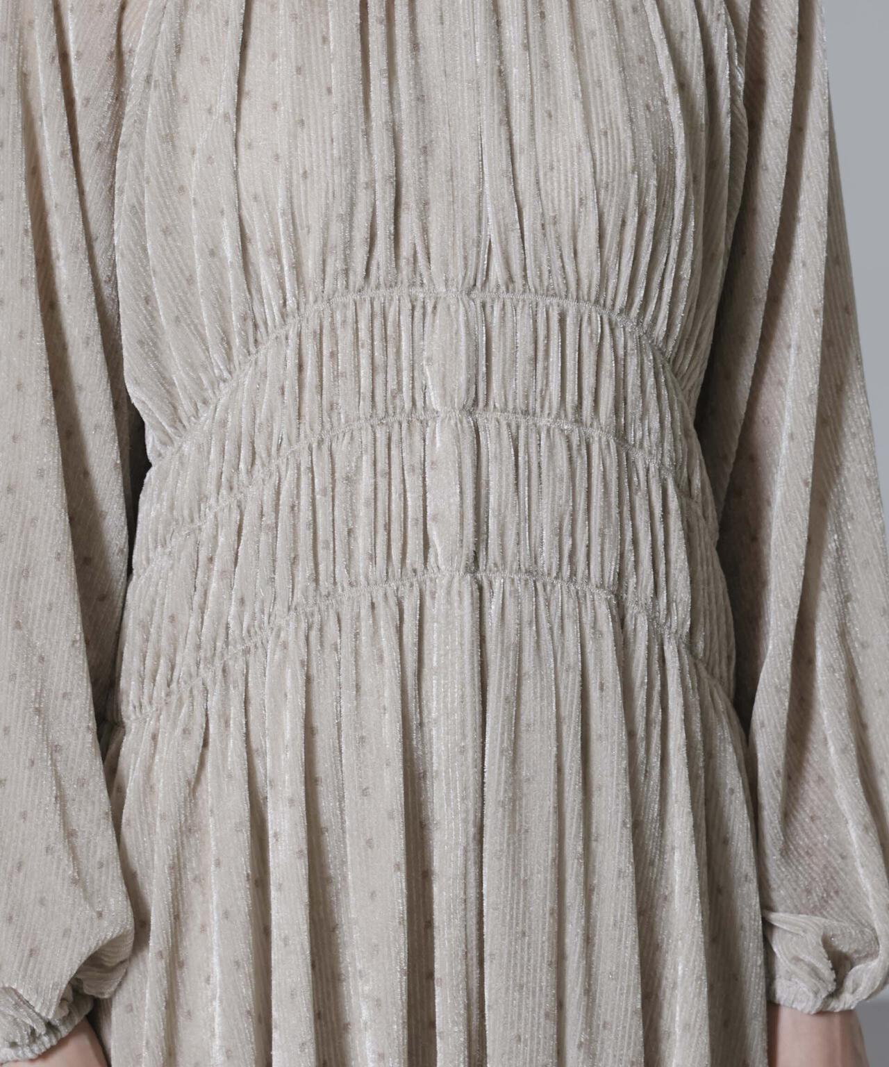 ストライプベロアギャザーワンピース 6694219318