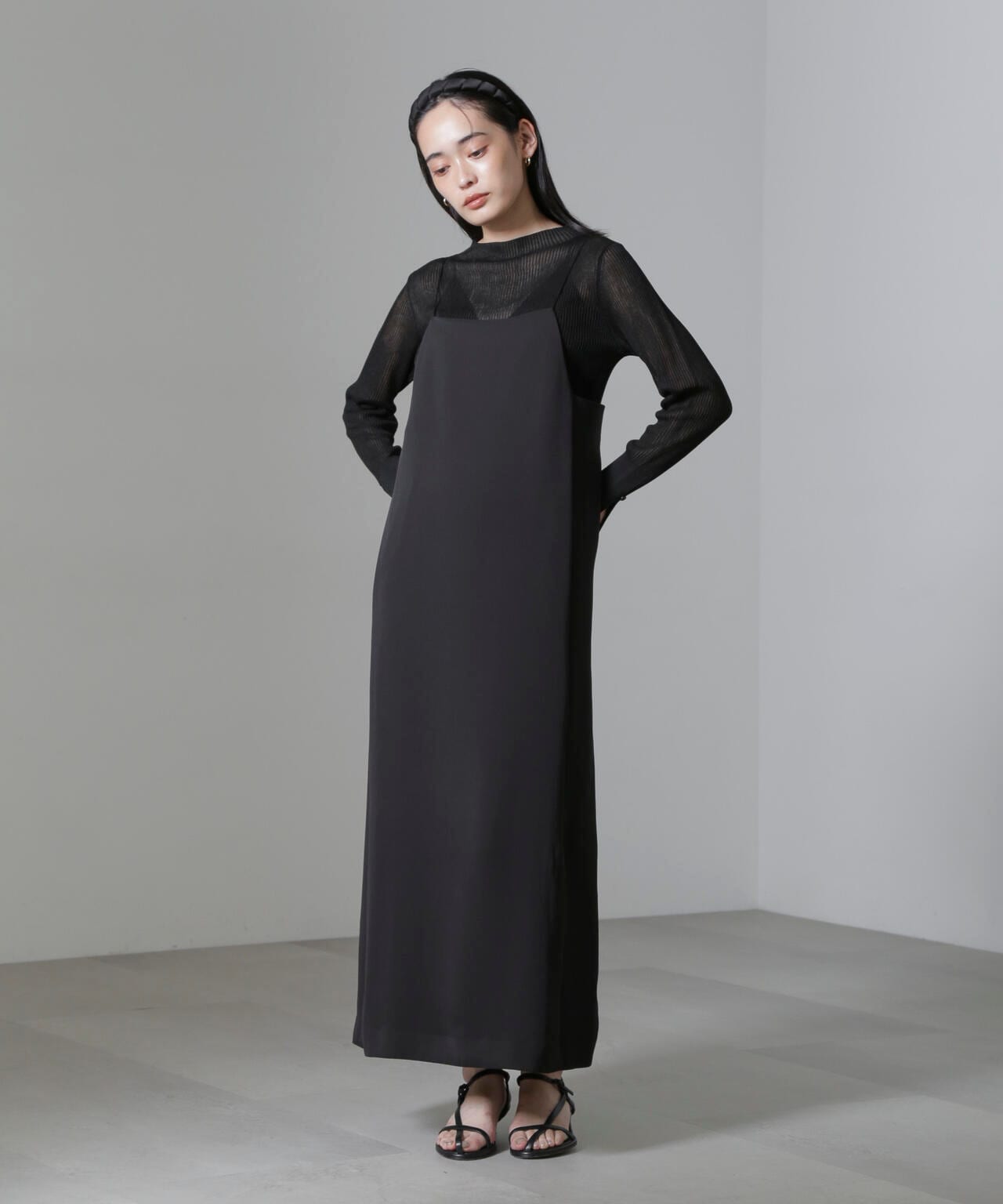 スクエアネックキャミワンピース(セットアップ可) 6694219323