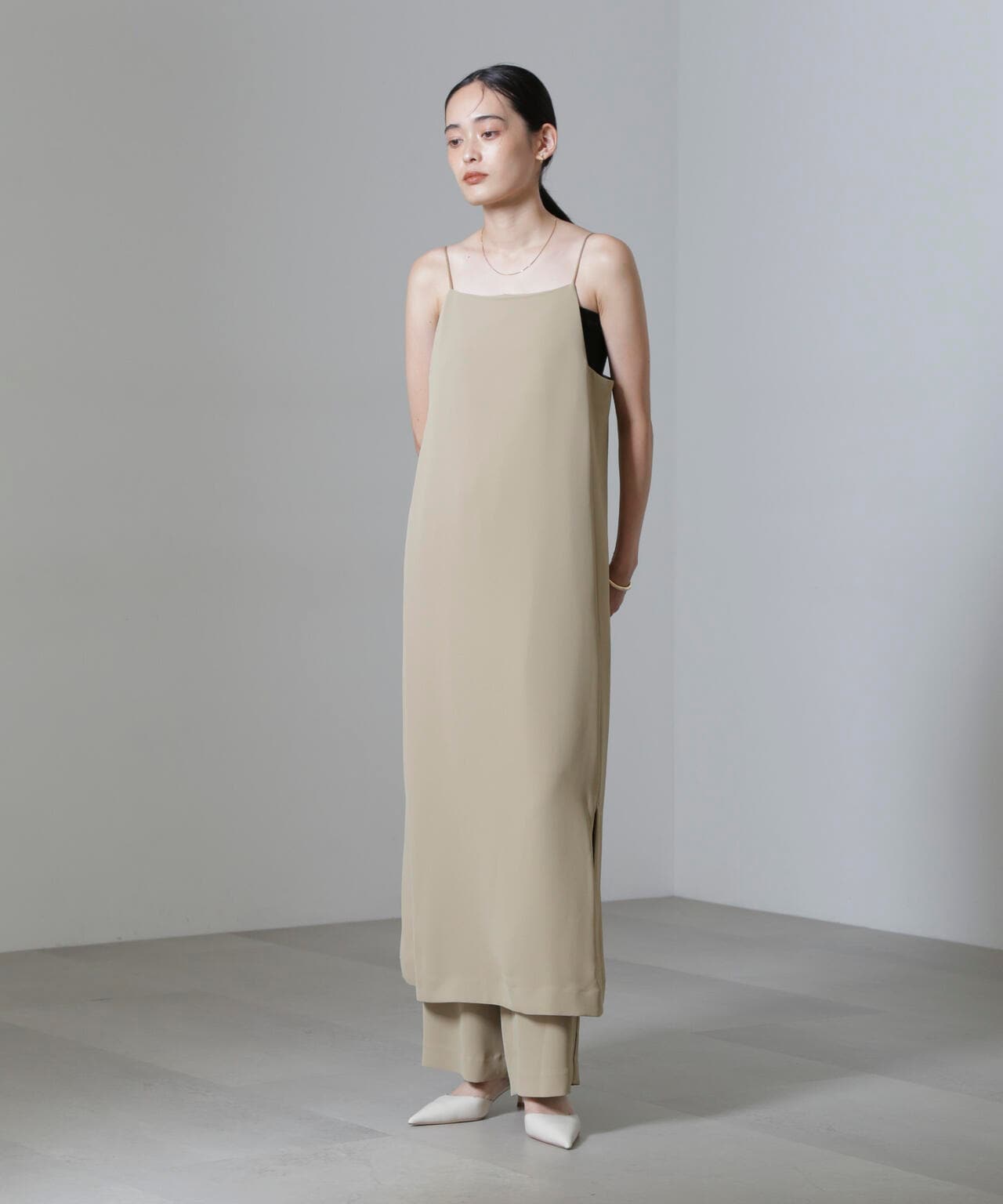 スクエアネックキャミワンピース(セットアップ可) 6694219323