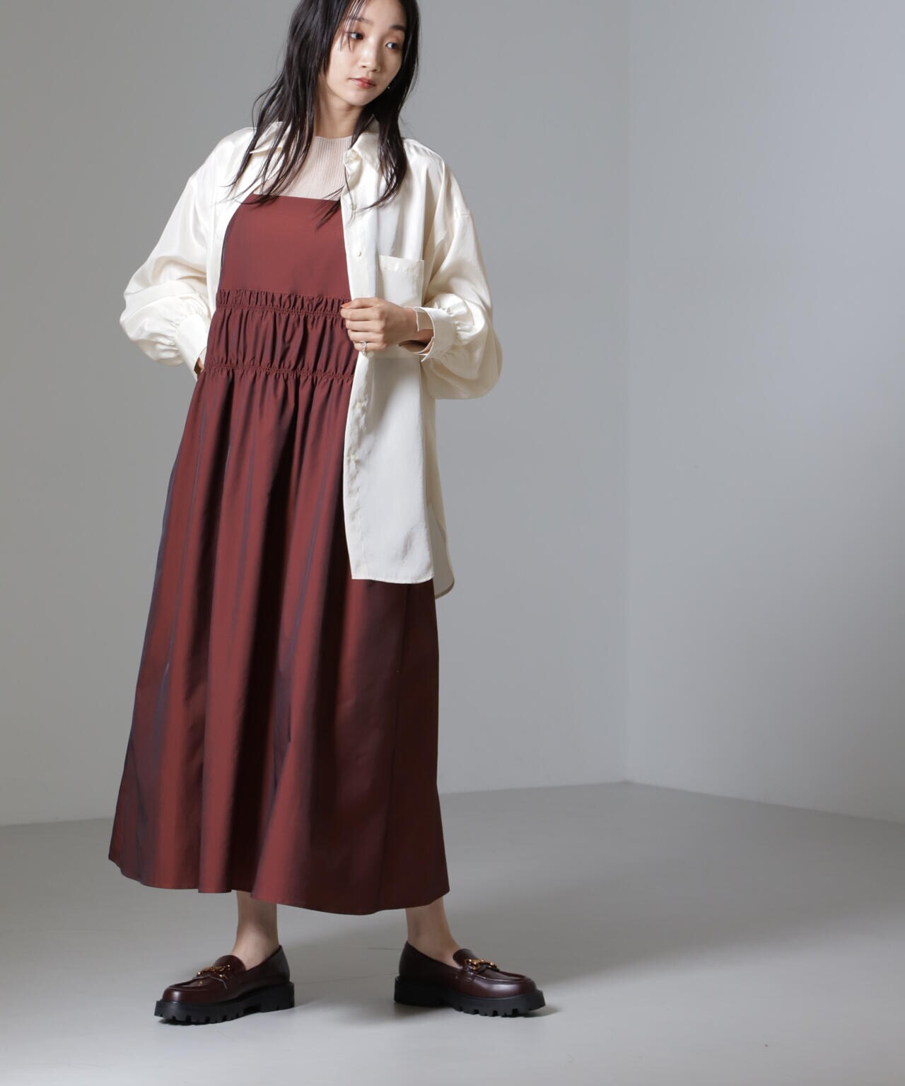 シャンブレータフタキャミワンピース 6694219326