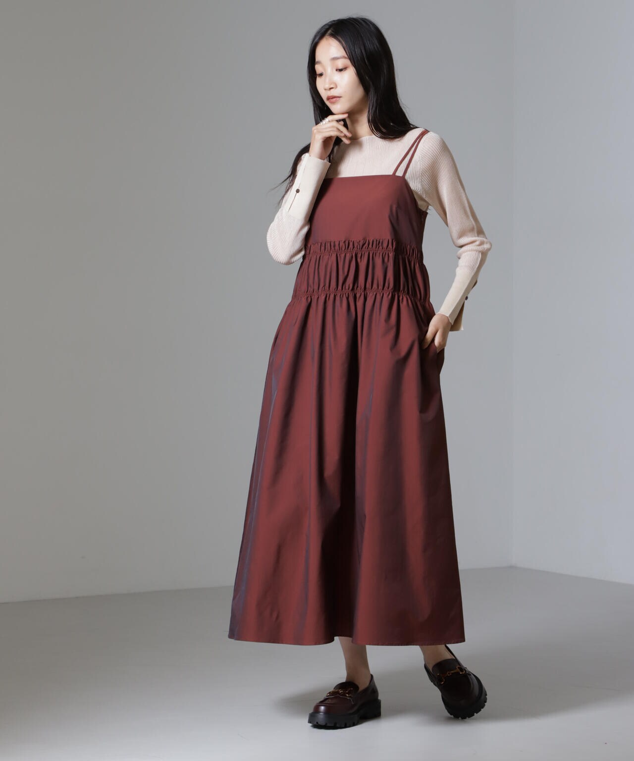 シャンブレータフタキャミワンピース 6694219326