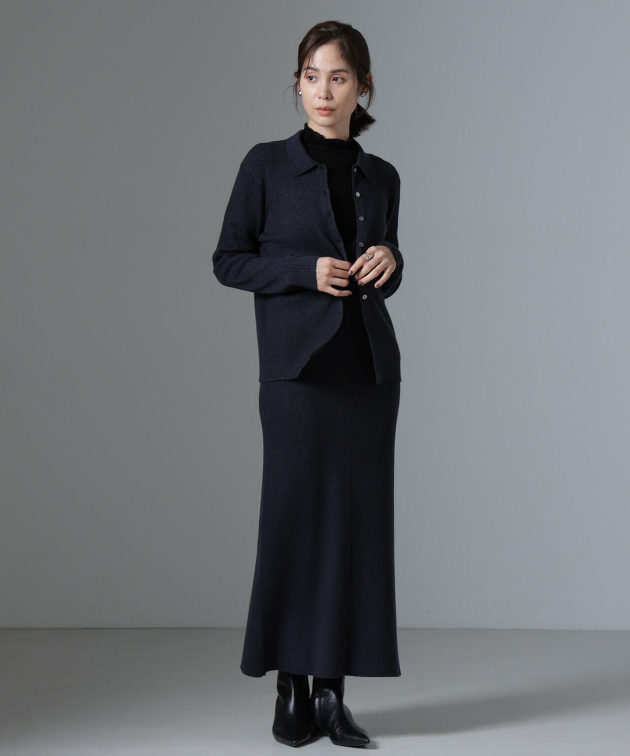 ニットキャミワンピース+ニットポロカーディガンSET 6694219340