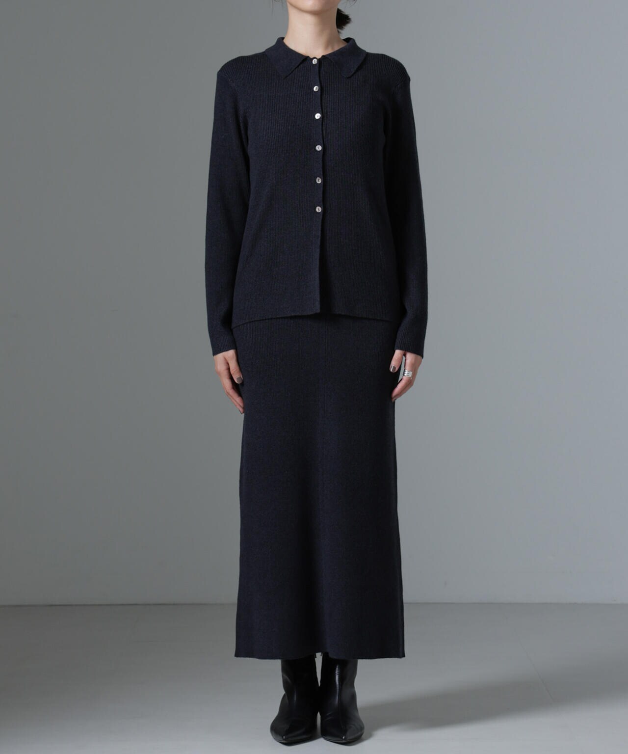 ニットキャミワンピース+ニットポロカーディガンSET 6694219340