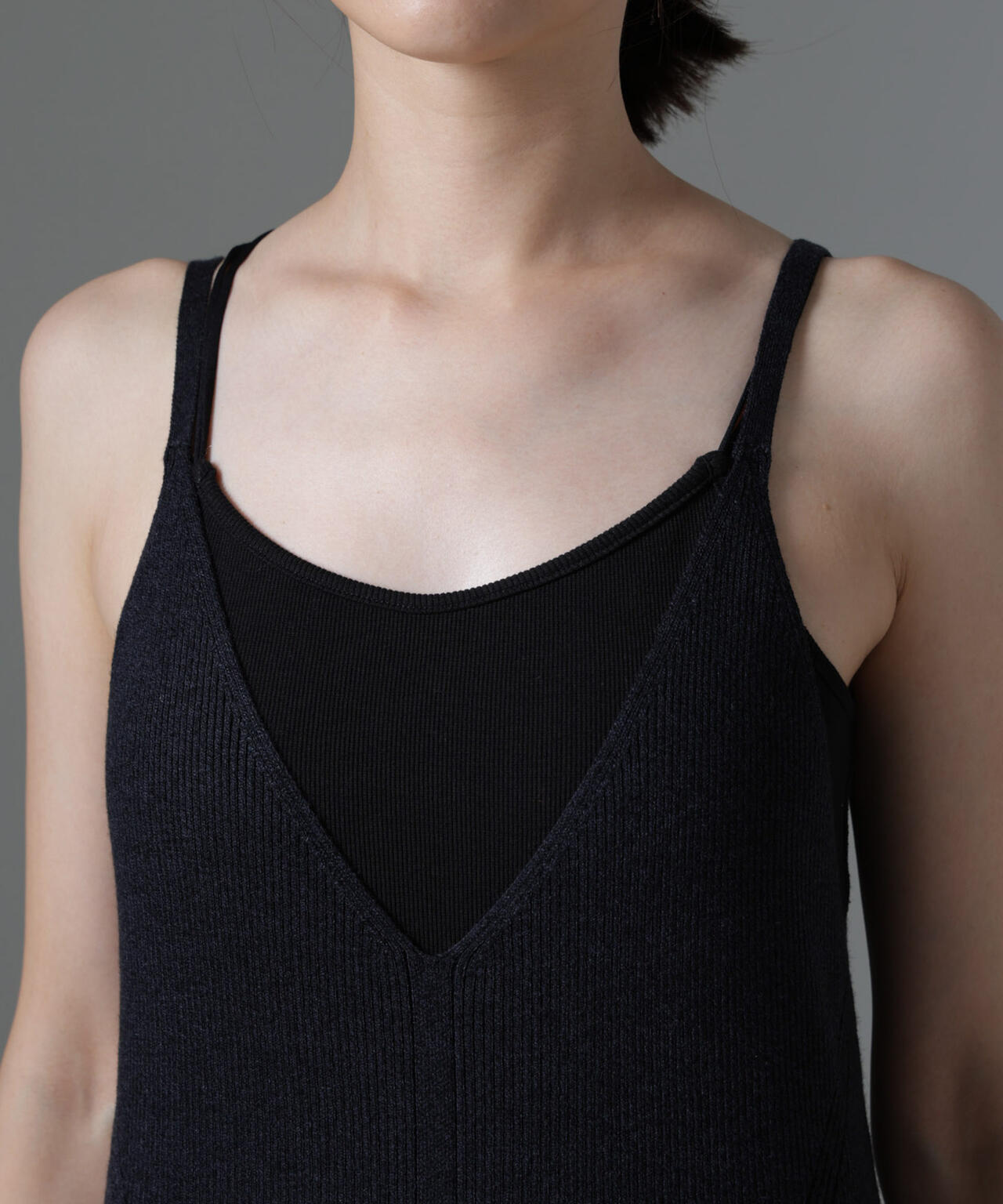 ニットキャミワンピース+ニットポロカーディガンSET 6694219340