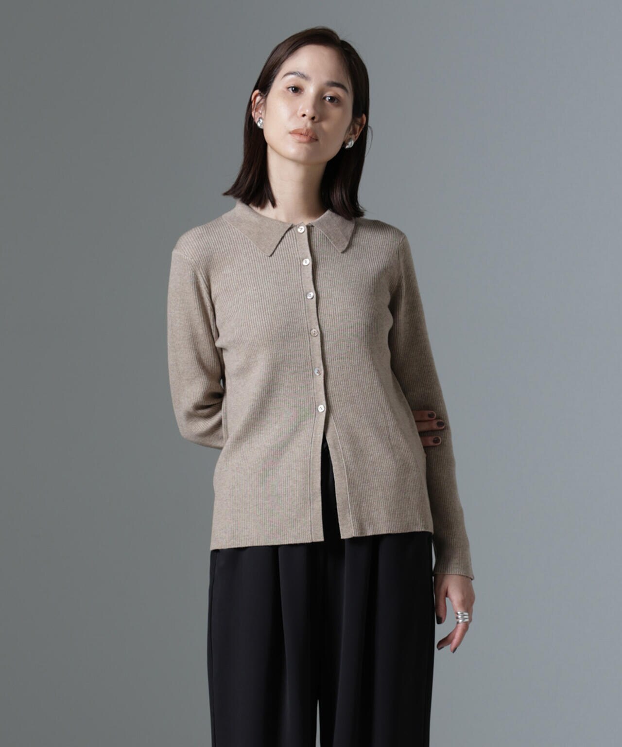 ニットキャミワンピース+ニットポロカーディガンSET 6694219340